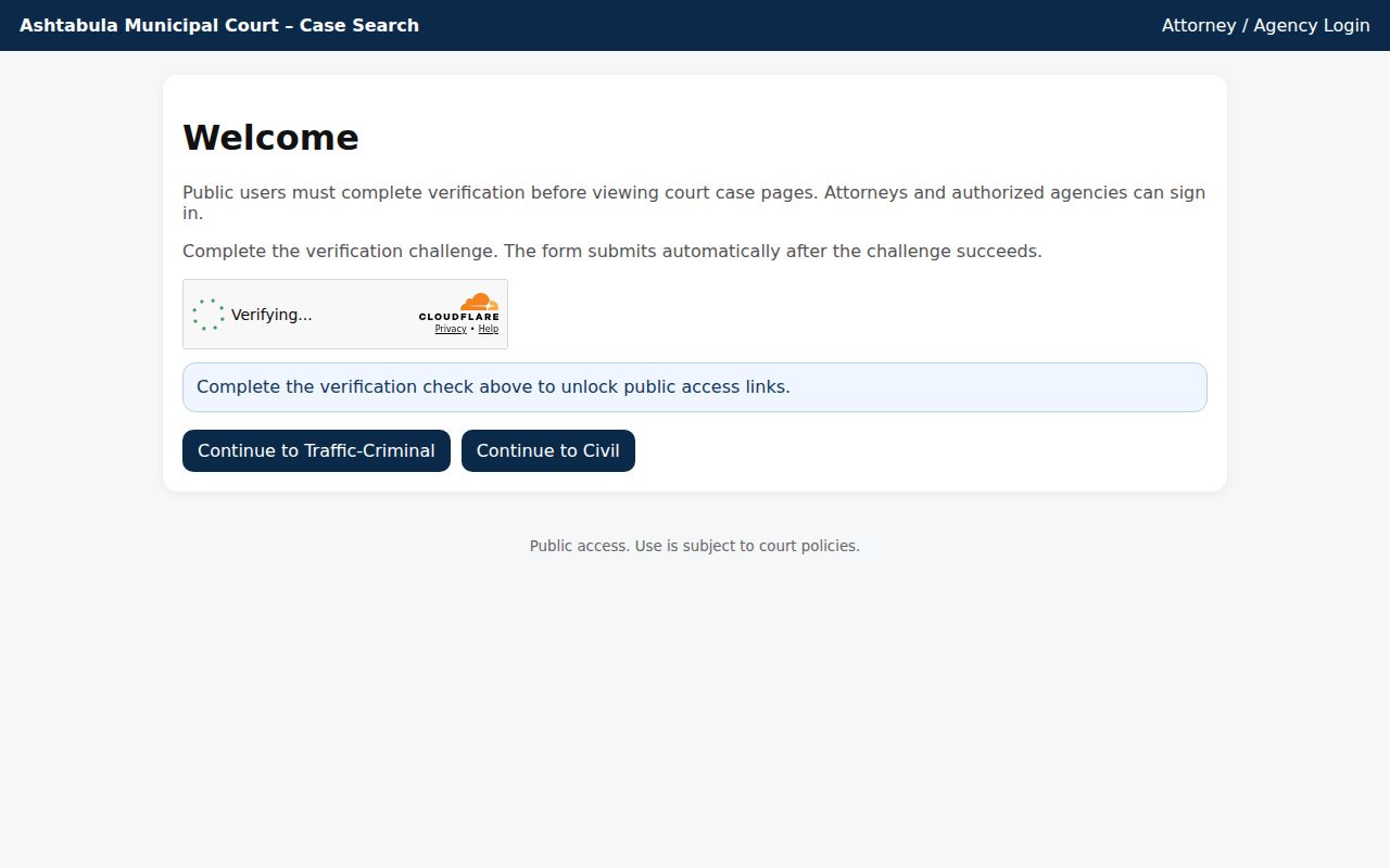 Ashtabula County case search official municipal portal