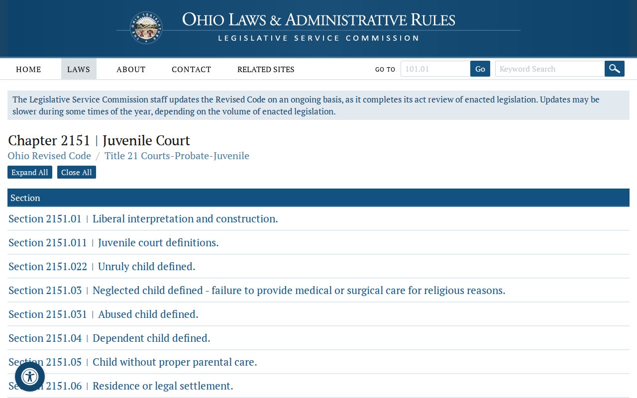 Ohio juvenile record sealing provisions relevant to restricted court records
