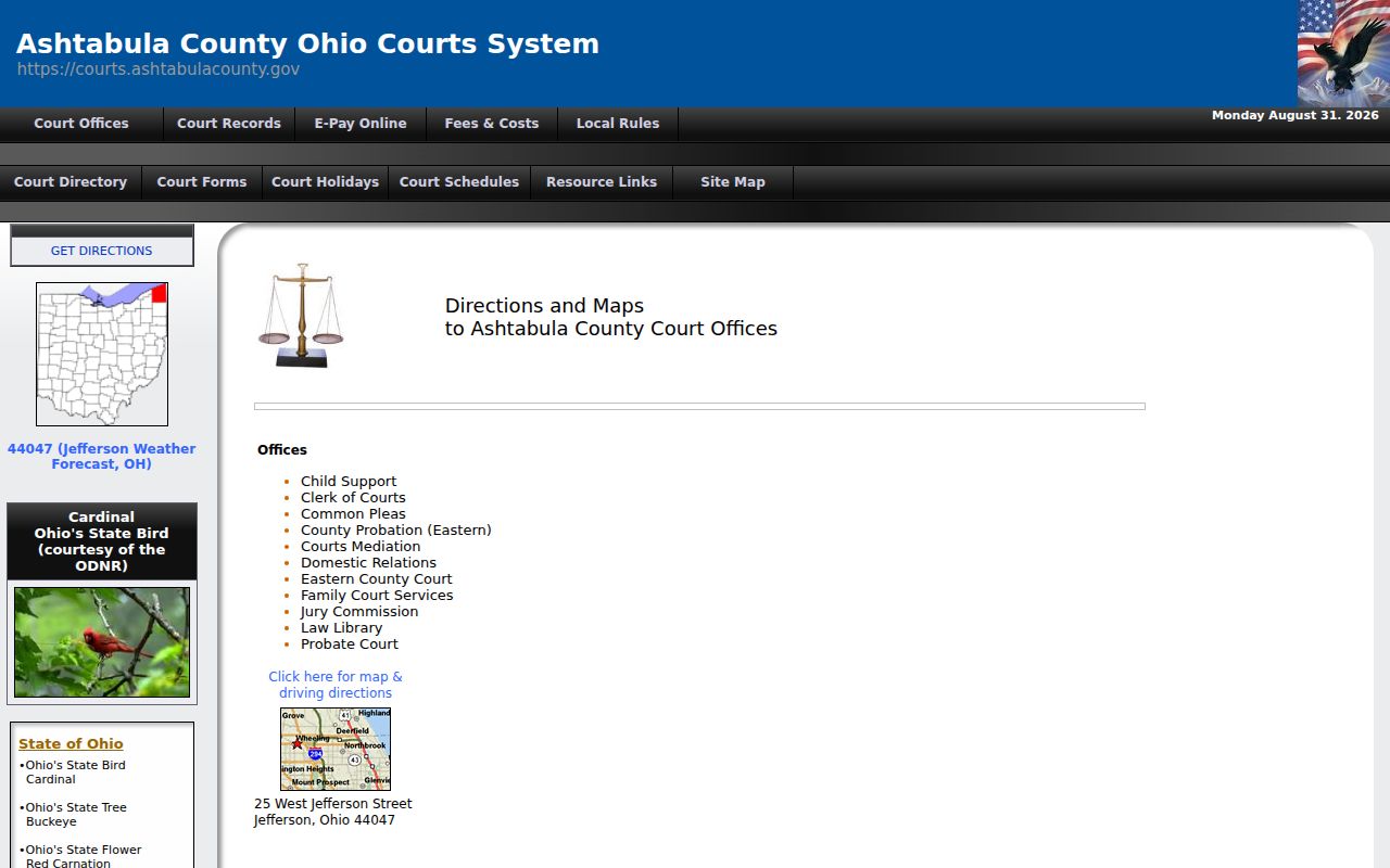 Ashtabula County court docket court directions source