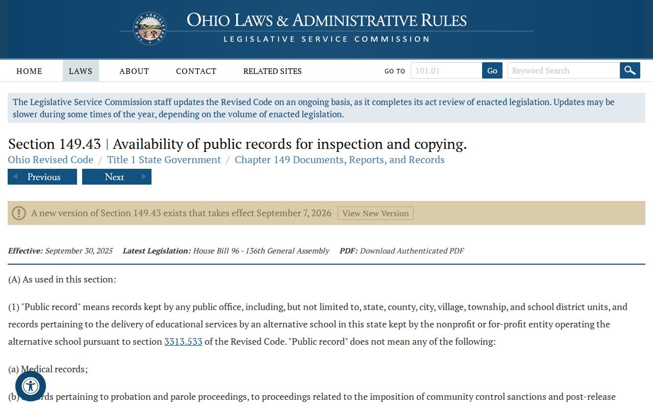 Ashtabula County court docket Ohio public records law source